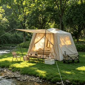 5.76 m Â² Inflatable Tents for Camping with canopy, Blow Up Tent with Hand Pump, Easy Setup InflatableTent 4 Season Tent