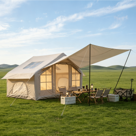6.3m Â² Inflatable Camping Tent with canopy , 4 Season Waterproof Windproof, Clear Skylight & 420D Oxford Waterproof, Air Tent with Mesh Windows/Doors