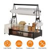 Outdoor BBQ Grill Caddy, Multi-Compartment Metal Utensil Storage Organizer with Paper Towel Holders, Side Hooks and Basket for Camping