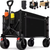 Collapsible Folding Wagon, Heavy Duty, Utility WagonforSports, Camping,Garden, and Shopping, Black