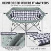 Padded Double Camping Chair, Oversized Camping Loveseat for Adults