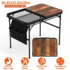35.43x23.62x26in Foldable Camping Table Collapsible Picnic Aluminum Alloy Grill Stand 66LBS Max Load Height Adjustable BBQ Table with Adjustable Heigh