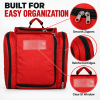 Portable Toiletry Bag with Multiple Compartments, Clear ID Window and Carry Handle, Travel Bathroom Organizer Bag, Red