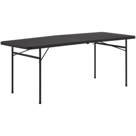 6 Foot Bi-Fold Plastic Folding Table, Black (Shipment from Walmart)