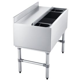 Commercial Ice Bin, 82.9 Qt Max Capacity, 30 x 19 x 33 Inch Stainless Steel Ice Chest with Sliding Lid and Bottle Holders