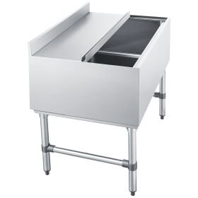 Commercial Ice Bin, 134.7 Qt Max Capacity, 36 x 24 x 33 Inch Stainless Steel Ice Chest with Sliding Lid, 24H Long-Lasting Insulation