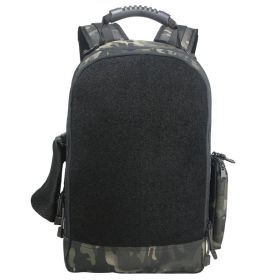 Military Tactical Backpack Work Bag with Five Patches Including 1 US Flags for Outdoor (Color: Black Camo)