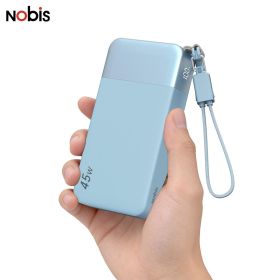 Nobis Portable Charger, 20000mAh 45W Fast Charging Slim Compact Power Bank with Detachable C-Cable for Phone/ Tablet/ Laptop (Color: Blue)