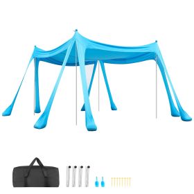 Beach Tent Sun Shelter, UPF50+ Sun Protection, 6.6 ft Tall, 10 x 10 ft, Easy Pop Up Beach Canopy with Sandbags, Stability Poles, Sand Shovels (Canopy Size: 10x10x6.6 ft, Canopy Color: Blue)