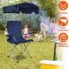 Foldable Beach Canopy Chair Sun Protection Camping Lawn Canopy Chair 330LBS Load Folding Seat w/ Cup Holder For Beach Poolside Travel Picnic