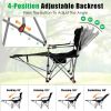 1Pc Reclining Camping Chair with Footrest 4-Position Adjustable Outdoor Folding Chair Heavy Duty Portable Camping Lounge Chair with Headrest Cup Holde