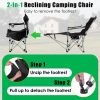 1Pc Reclining Camping Chair with Footrest 4-Position Adjustable Outdoor Folding Chair Heavy Duty Portable Camping Lounge Chair with Headrest Cup Holde