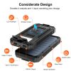 20000mAh Portable Solar Power Bank, Outdoor External Battery Charger ,2 USB Ports&1 USB-C, Built-in Bright Flashlight