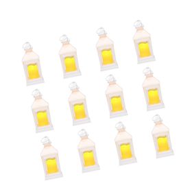 12 Pcs Decorative Candle Lantern, LED Electric Flameless Candle, Plastic LED Holder with Glass (Quantity: 12 Pieces, Color: White)